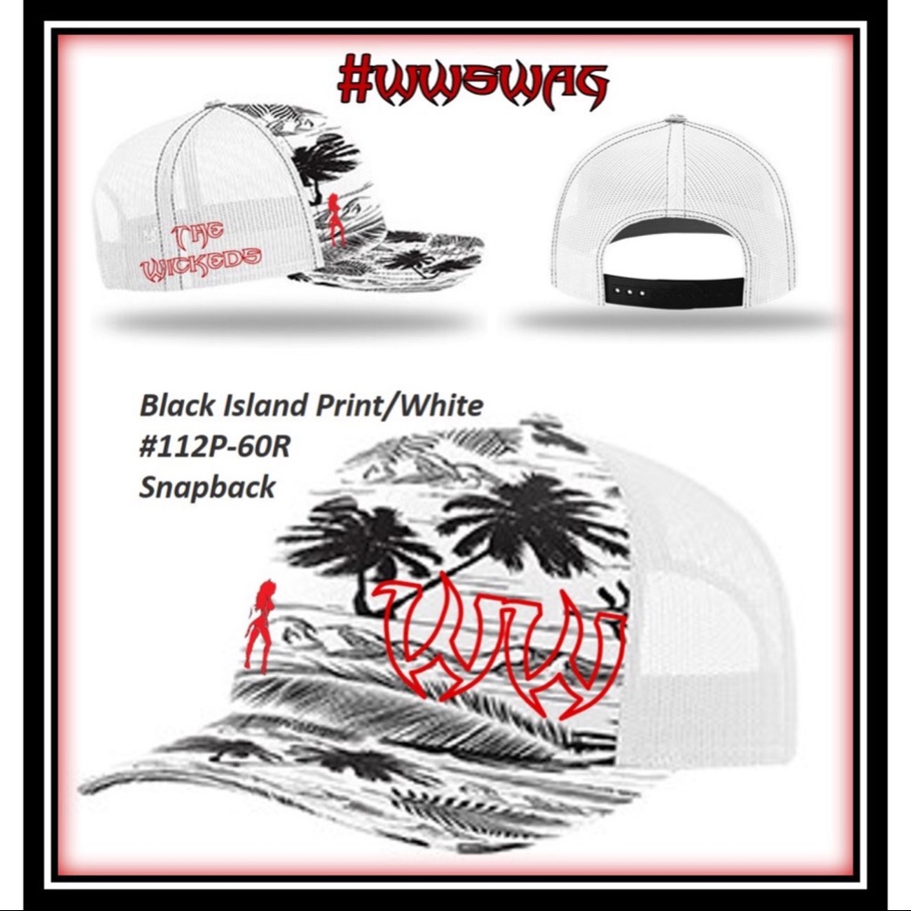 Hat - Trucker Snapback #112P - Tropical Black/Red